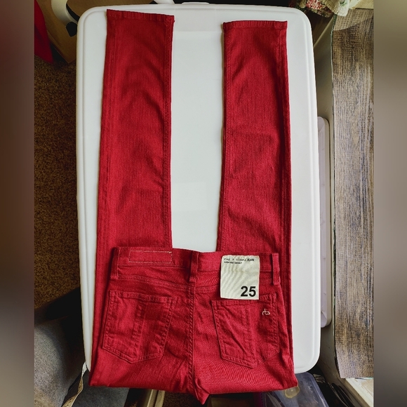 NWOT Rag & Bone High Rise Skinny Jeans Denim Red Stretch sz 25. - Picture 17 of 17